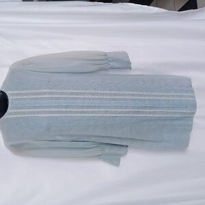 Vintage Maggi Stover 1950's Embroidered Dress Size S, Semisheer, 17" PTP, 35" lg